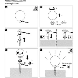 EGLO Außen-Kugelleuchte Monterollo Smoke mit Spieß Schwarz Ø 40 cm x 44 cm