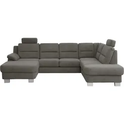 Wohnlandschaft ALINA "Finja", grau (quarzgrau tbs 59), B:307cm H:93cm T:206cm, Chenille TBS (100% Polyester), Sofas, wahlweise mit Sitzvorzug und Stauraum, Breite 307 cm