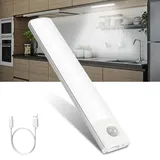 Vicloon Schrankbeleuchtung Bewegungsmelder, 20cm Dimmbar Schranklicht,3 Farben Schrankleuchte Led, Aufladbar Unterbauleuchte Küche LED für Küche, Kleiderschrank,Treppe, Schubladen