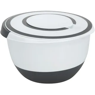 INDA-EXCLUSIV Rührschüssel 5 Liter Deckel Rühröffnung Stoppboden Schüssel 5L Frischhaltedose, Schwarz,weiß