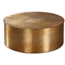 KADIMA DESIGN Couchtisch ENNS: Orientalisch, Hammerschlagstruktur, Aluminium, großzügige Ablage