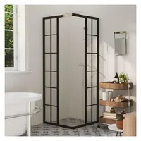 vidaXL Duschkabine ESG 80 x 80 cm rechts Schwarz Klarglas 4 mm