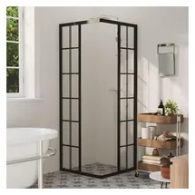 vidaXL Duschkabine ESG 80 x 80 cm rechts Schwarz Klarglas 4 mm