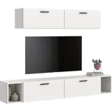 xonox.home Xonox Wohnwand, Weiß, Holzwerkstoff, 202x184x34 cm Wohnzimmer, Wohnwände, Anbauwände