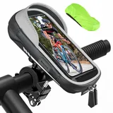 Handyhalterung Fahrrad Lenkertasche Wasserdicht Handyhalter Motorrad Handy Halterung 360°Drehbarem für 4.7-7 Zoll Smartphone mit Regenhaube und Reflektierend Fahrradtasche (Schwarz, unter 7 Zoll)