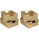 HMF Aufbewahrungskorb, Korb geflochten aus Wasserhyazinthe Seegras, 4er Set, passend für Kallax halbes Fach, 30 x 34 x 15 cm