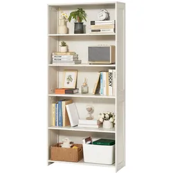 VEVOR 5-stöckiges Bücherregal Aufbewahrung Regalsystem Verstellbar Weiß