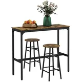 Homcom Bartisch-Set, 3tlg. Bartisch mit Barhocker Set, Essgruppe), im Industriedesign