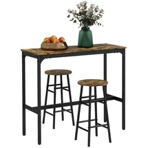 Homcom Bartisch-Set, 3tlg. Bartisch mit Barhocker Set, Essgruppe), im Industriedesign