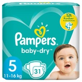 Pampers Baby-Dry Größe 5, 31 Windeln, bis zu 12 Stunden Rundumschutz, 11-16kg, 887 g