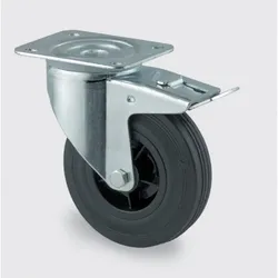 Transportrolle TENTE, drehbar mit Bremse, 125 mm, schwarzer Gummi
