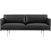 Muuto Outline Sofa 2-Sitzer, refine leder schwarz / polished aluminium