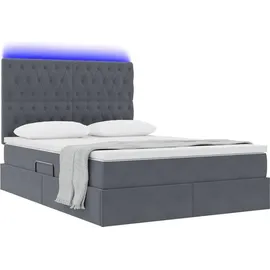 vidaXL Bett mit Stauraum und LED mit LED Dunkelgrau 140 x 190 cm Samt