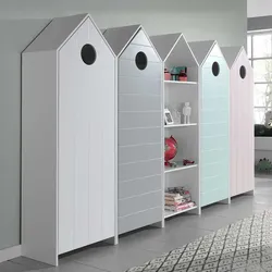 Kinderkleiderschrank Set in Bunt Regal (fünfteilig)