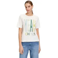 Cartoon Printshirt mit Rundhalsausschnitt in Patch Cream/Green | Gr.: