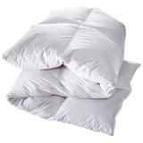 Manteuffel Comfort Winter Daunendecke Extra Warm 155x220 - 60% Daunen & 40% Federn Füllge 1300g - (Weiß,100% Baumwolle)