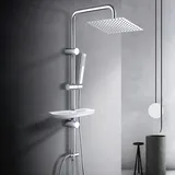 Görbach Regendusche Duschsystem mit Ablage Chrom 20x20cm