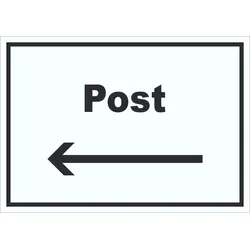 HB-Druck Post Schild mit Text und Richtungspfeil links Annahme Brief Paket waagerecht A4 (210x297mm)