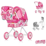 Chipolino Puppenwagen Emily Tasche, Sonnendach verstellbar, zusammenklappbar rosa pink