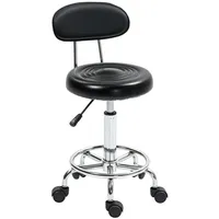 Homcom Rollhocker höhenverstellbar Drehhocker Drehbar Salon Hocker mit Lehne,