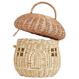 Rachlicy Rattan Korb Rattankorb Aufbewahrungskorb Pilz Weidenkorb Form Dekorativen Gewebkorb mit Griffkorb für Regal Organizer Dekorative Schachtel für Zuhause