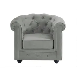 vente-unique Sessel Chesterfield Samt 3-Sitzer + 2-Sitzer 75 x 71 x 70 cm Silber