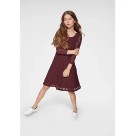 Kidsworld Jerseykleid "- Spitzenkleid", Mädchen, Gr. 164/170, N-Gr, rot (bordeaux), Spitze, Obermaterial: 95% Polyester, 5% Elasthan.