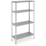 Relaxdays Metallregal verzinkt, 4 Böden, bis 160 kg, Schwerlastregal Stahl, Lagerregal Keller, HBT: 150x75x30 cm, Silber,