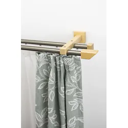 Gardinenschiene GARESA "Cubus, Quadros Innenlauf", beige (natur, chromfarben), L:120cm, Gardinenstangen, Innenlauf-Vorhanggarnitur, verlängerbar, Holz-Aluminium
