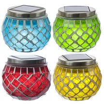 MARELIDA Solarleuchte Glas H: 9,0 cm 4St bunt