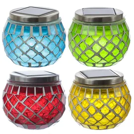 MARELIDA Solarleuchte Glas H: 9,0 cm 4St bunt