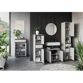 Germania Badkommode GERMANIA "Lemont", grau (steingrau), B:63cm H:98cm T:34cm, Holzwerkstoff, Sideboards, mit Tür- und Schubladendämpfung