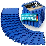 monzana Monzana® 32x Bodenschutzmatte Für Pool & Fitness 45x45cm Rutschfest Fitnessgerät Wärmeisolierend Eva-schaumstoff Erweiterbar Unterlage Blau