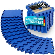 monzana Monzana® 32x Bodenschutzmatte Für Pool & Fitness 45x45cm Rutschfest Fitnessgerät Wärmeisolierend Eva-schaumstoff Erweiterbar Unterlage Blau