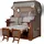 Mr. Deko Strandkorb Komplettset - bene living - Ammersee Mahagoni Bullauge - PE grau - Modell 513 - inkl. Liftersystem