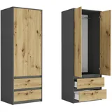 home collective Kleiderschrank mit 2 Schubladen, 63x180x55 cm Schlafzimmer, Kleiderschränke