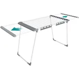 SONGMICS Wäscheständer, Standtrockner, ausziehbare Flügel, Flügelwäscheständer, 22 m Trockenfläche, Flügelwäschetrockner mit Sockenhalter, klappbar, perlweiß-Taubengrau LLR522WK01