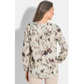 GOLDNER Florale Druckbluse mit V-Ausschnitt Beige 54