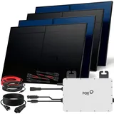 SUNNIVA 2000W Balkonkraftwerk BIFAZIAL FULLBLACK komplett Steckdose FOX ESS 800W Wechselrichter, PV Solaranlage, 4x 500W Glas-Glas Solarmodule, inkl. 5m Kabel, Bluetooth WIFI, Komplettset