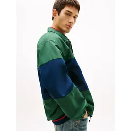 Tommy Hilfiger Hemdjacke TOMMY JEANS "TJM COLORBLOCK", Herren, Gr. 3XL, grün (shadow pine), Web, Obermaterial: 65% Baumwolle, 35% Polyester, oversize normal, Rundhals, eingesetzt elastischer Bund, Jacken, Regular fit mit Hemdkragen