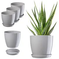 Kadax Blumentopf mit Untersetzer, aus Kunststoff, rund, 16 cm,