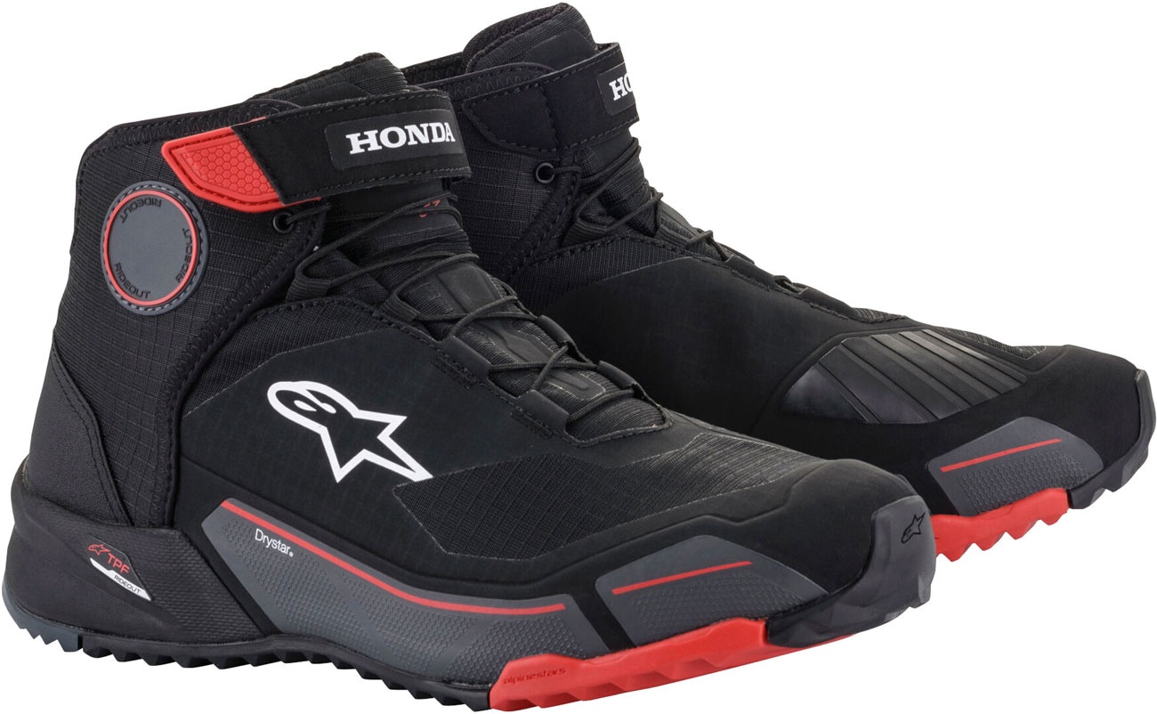 Alpinestars CR-X Honda, chaussures Drystar - Noir/Rouge/Gris - 9 US