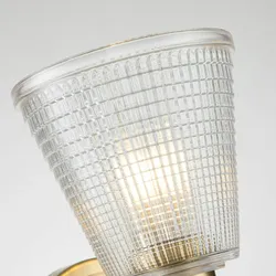 Licht-Erlebnisse Wandaußenleuchte PEDRA Messing gebürstet, Klar/Transparent, IP44 LE121154