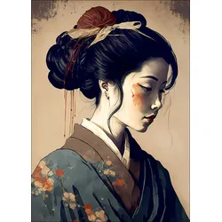 Aludibondbild GEISHA II - bunt
