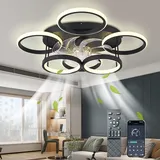 Deckenventilator mit Beleuchtung, LED 65W Dimmbar Deckenlampe mit Ventilator, Leise, Timer, 6-Speed Deckenventilator mit Licht, Fernbedienung und APP