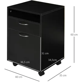 Homcom Rollcontainer 40 x 35 x 60 cm Schwarz