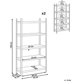 Beliani Garagenregal 2er Set 75 x 30 x 0 cm Silber