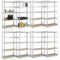 Juskys Lagerregal Basic 8er Set 180x90x40 cm – Silber