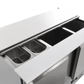 GastroHero Saladette Eco 1045 mit Kühlung, 302 Liter, 2 Edelstahl Türen, 2 Einlegeböden, GN-Behältereinlass, Digitale Temperaturanzeige,