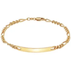 Armband KUZZOI "Herren ID Platte Figaro Klassisch 925 Silber" Gr. 23, gold, Armbänder, Herren, 23cm, ohne Stein, Silber 925 (Sterlingsilber), Armbänder mit Gravur